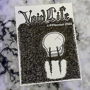 Original VOID LIFE crazy sad crying cute skull poetry poster drawing
